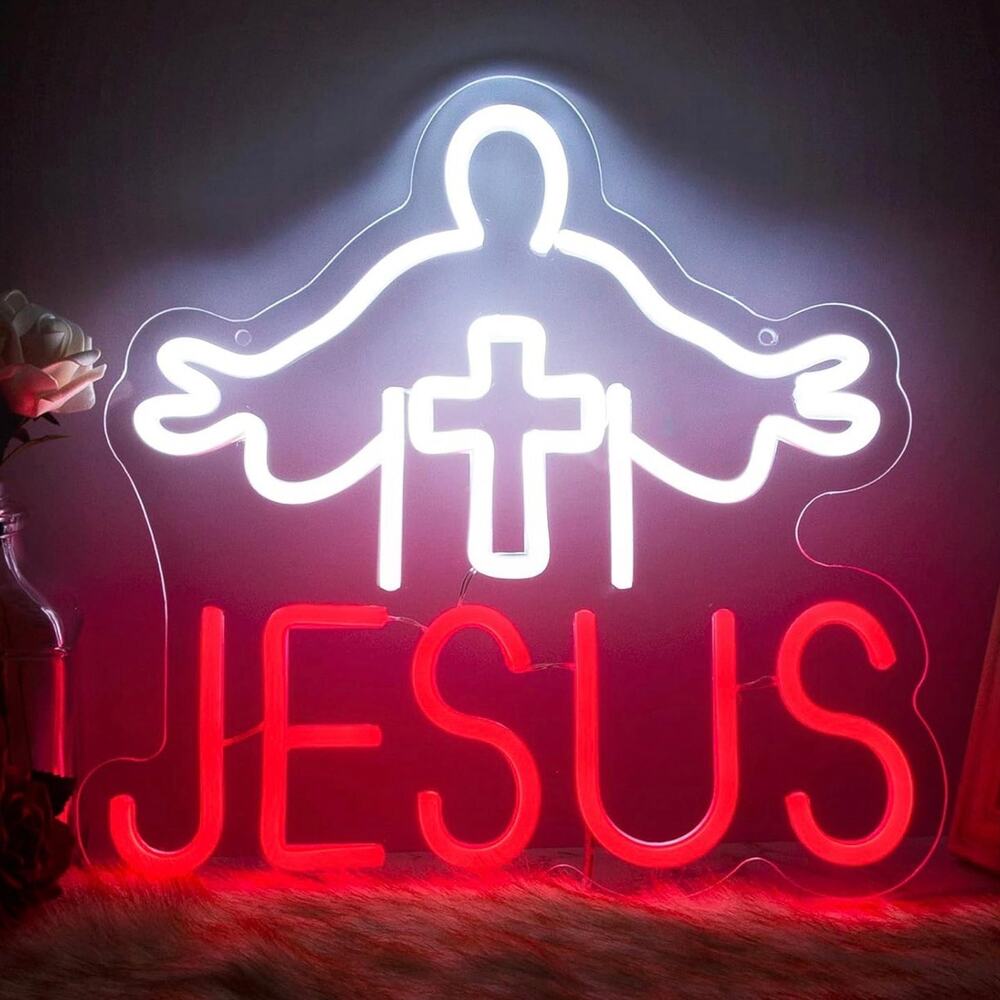 JESUS Neon Sign LED Night Light Room Wall Decor